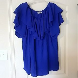 Perfectly Priscilla flowy jewel blue top 2x